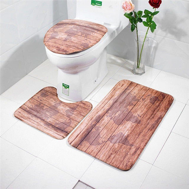 3 Piece Bathroom Mat Set